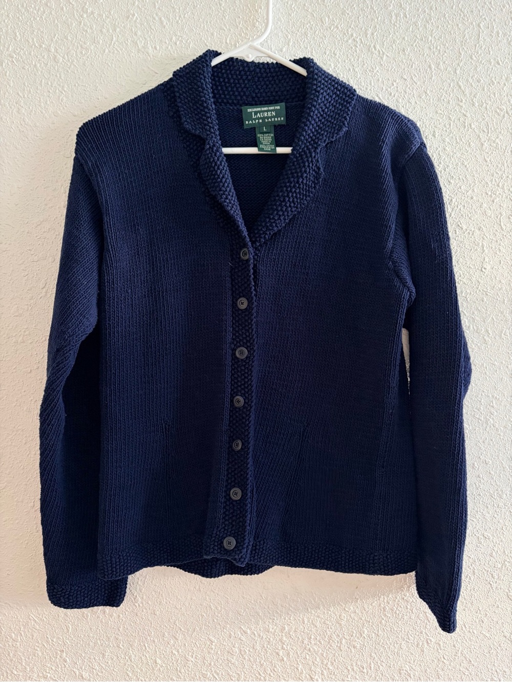 Lauren Ralph Lauren Blue Knit Button Up Sweater